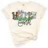 Watercolor bunnies with glitter and pastel tie dye in a cheerful Easter scene.