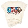 A festive Ohio-themed leopard print with patriotic colors and Independence Day icons.