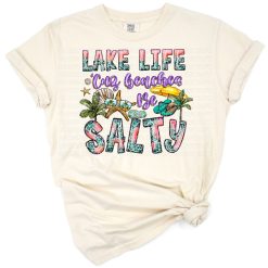 A playful lake life themed design with summer-inspired text and cheerful colors.