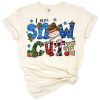 A snowman with western style elements surrounded by Christmas and winter themes.