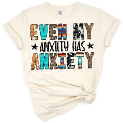 Colorful boho style illustration with a playful anxiety themed saying