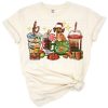 A festive design featuring a dachshund and coffee cups in a cheerful Christmas theme.