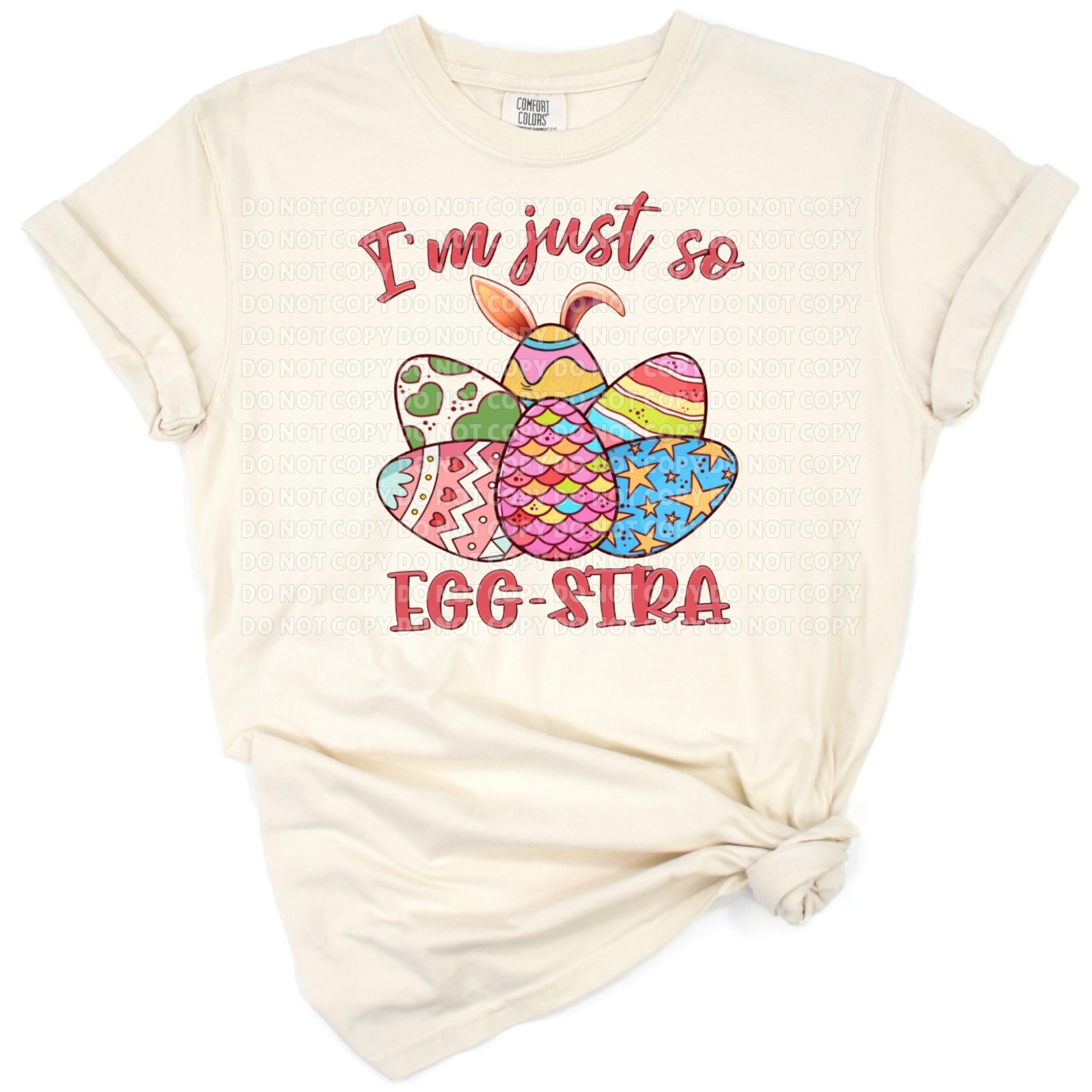 A playful design featuring hand drawn girl-themed Easter eggs in pastel colors.