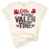 Illustration of a little girl with sunflowers, western leopard, and cowhide accents in Valentine's style.