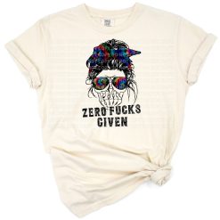 A bold text design with the phrase Zero F's Given displayed in a funny, sarcastic style.