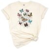 Retro style butterfly with wildflowers in a vintage garden setting.