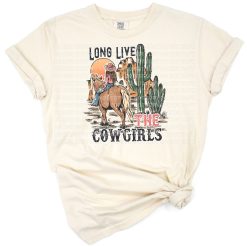 A retro western style cowgirl graphic with vintage country elements.