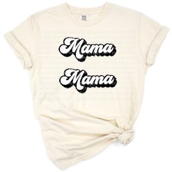 A vintage retro styled mama word art with layered bold lettering and classic colors.