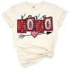 A western-style xoxo love design with hearts in a rustic, playful Valentine’s Day theme.