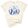 A cheerful snowman with snowflakes and festive Christmas accents in a winter scene.