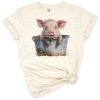 A cute pink pig in a playful cartoon style with a cheerful farmhouse vibe.