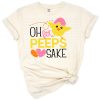 A playful Easter bunny and chick with colorful eggs and flowers in a cute, child-friendly style.