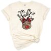 A cute Christmas reindeer with festive decorations.