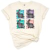 A cute plaid bunny with space for personalization, perfect for Easter kids shirts.