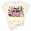 A cheerful farm truck filled with adorable animals and festive Easter decorations.
