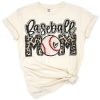 Leopard print baseball with black text in a mom-themed sports design.