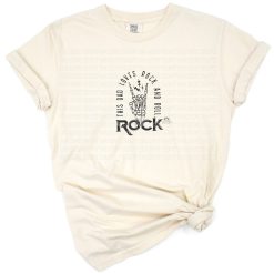 A bold graphic design featuring a father with a retro rock and roll style and music elements.