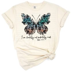 Colorful butterfly illustration with inspirational phrase in decorative script.