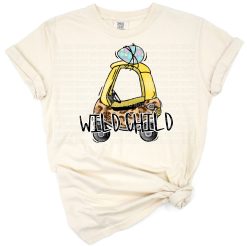 A playful kid's design featuring a leopard print car with Easter accents and wild child theme.