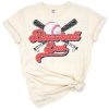 Retro style artwork featuring a baseball and bold dad lettering in a classic, sporty theme.