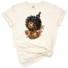 A vibrant illustration of a pretty Afro woman with Juneteenth and 1865 celebration motifs.