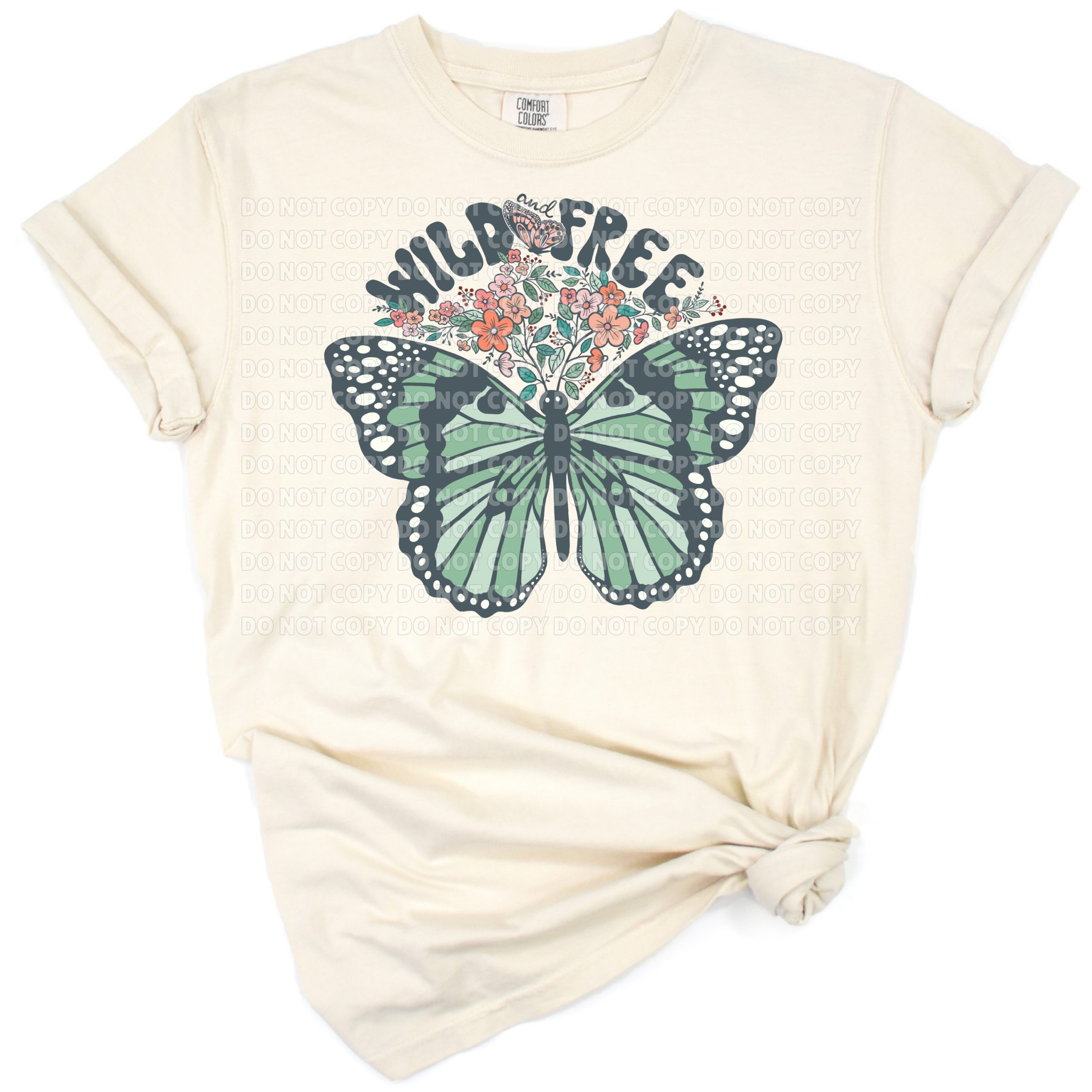 A retro western butterfly with boho flowers and vintage wild and free styling.