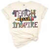 Colorful retro pencil design with teach love inspire text
