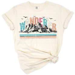 A retro vintage style wanderer graphic with distressed and grunge design elements.