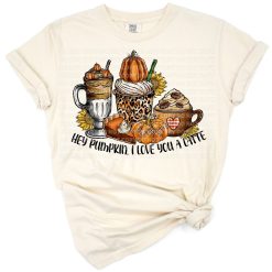 A cheerful pumpkin, coffee cup, and sunflowers in a bright autumn-themed scene.