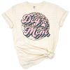 Retro dog mom lettering with leopard print background and playful vintage accents.