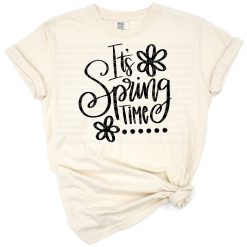 Hand-lettered spring quote with colorful flowers and cheerful Easter accents.