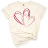 A group of cute retro hearts in varying shades of red and pink, arranged for a Valentine’s Day design.