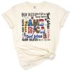 A retro-styled God Bless America design featuring the USA flag and bold patriotic lettering.