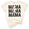 Stacked baseball mama text with distressed lightning bolt graphics.