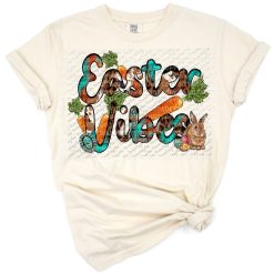 Colorful western-inspired Easter vibes artwork with pastel spring elements.