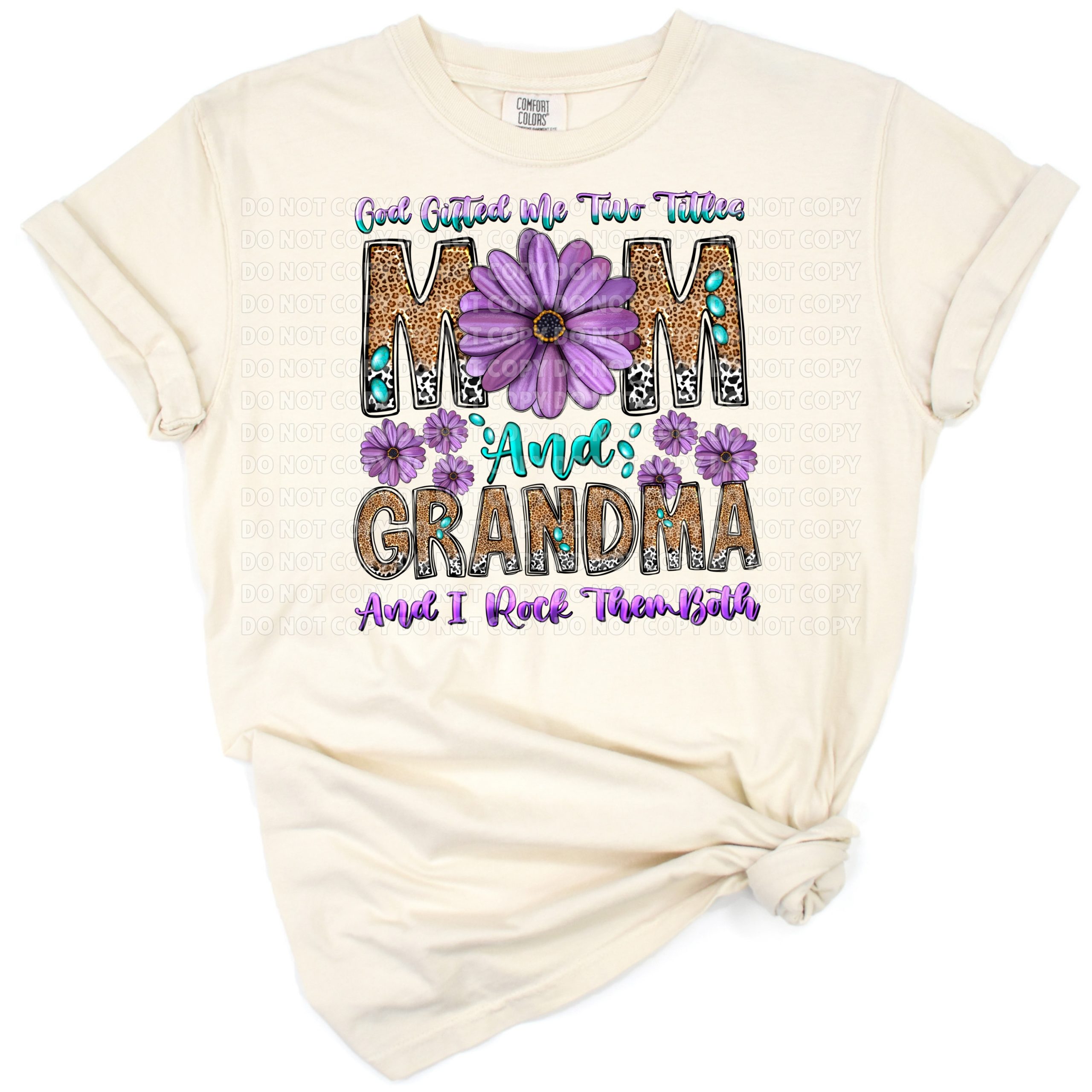 A western-inspired design featuring floral accents with the words mom and grandma.