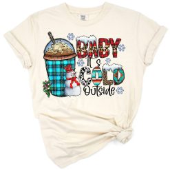 A cheerful holiday illustration with coffee cups, snowflakes, and festive winter decorations.