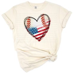 A baseball heart with patriotic USA colors and mom text surrounded by softball accents.