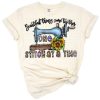 A vintage-inspired sewing quote with needle, thread, and stitched accents in grunge style.