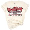 Red letter design spelling wrestling mom with bold sporty style