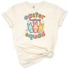 A playful Easter bunny squad in pastel colors with a cute and funny style.