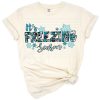 A cheerful winter and Christmas themed design with playful lettering and snowflakes.