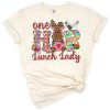 A western-themed Easter design featuring a cheerful lunch lady in festive attire.