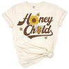 Retro inspired bee and honey child hippie artwork in a vintage style.