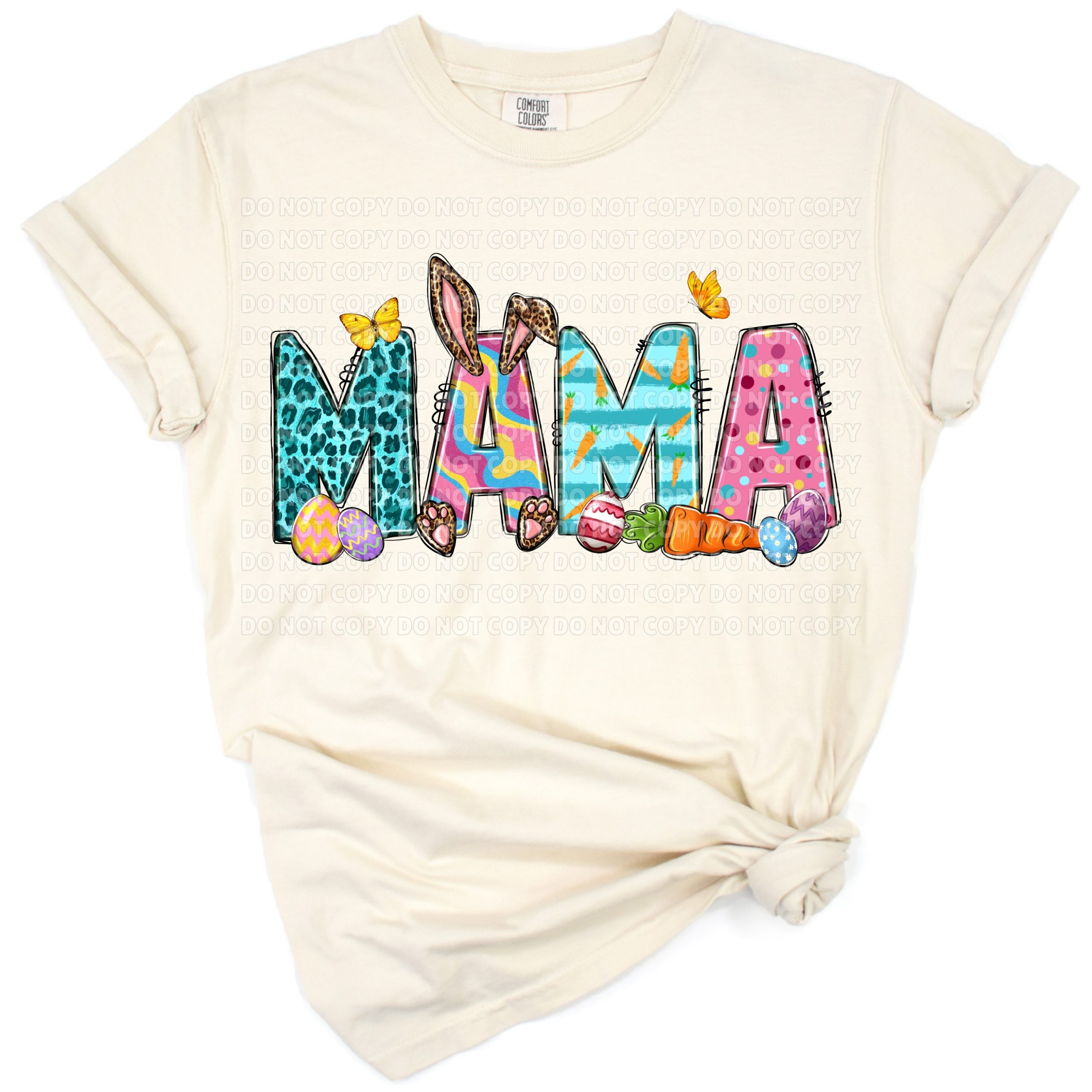 A cheerful western-style mom with floral elements and festive Easter accents.