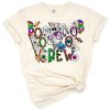 A cute nurse and pumpkin with spooky Halloween accents and playful boo text.