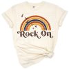 A colorful retro rainbow in vintage 70s style with a distressed effect.