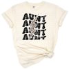 A leopard and cheetah print lightning bolt design with the word aunt in bold letters.