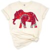 A distressed ombre elephant with football and tie dye accents in vibrant colors.