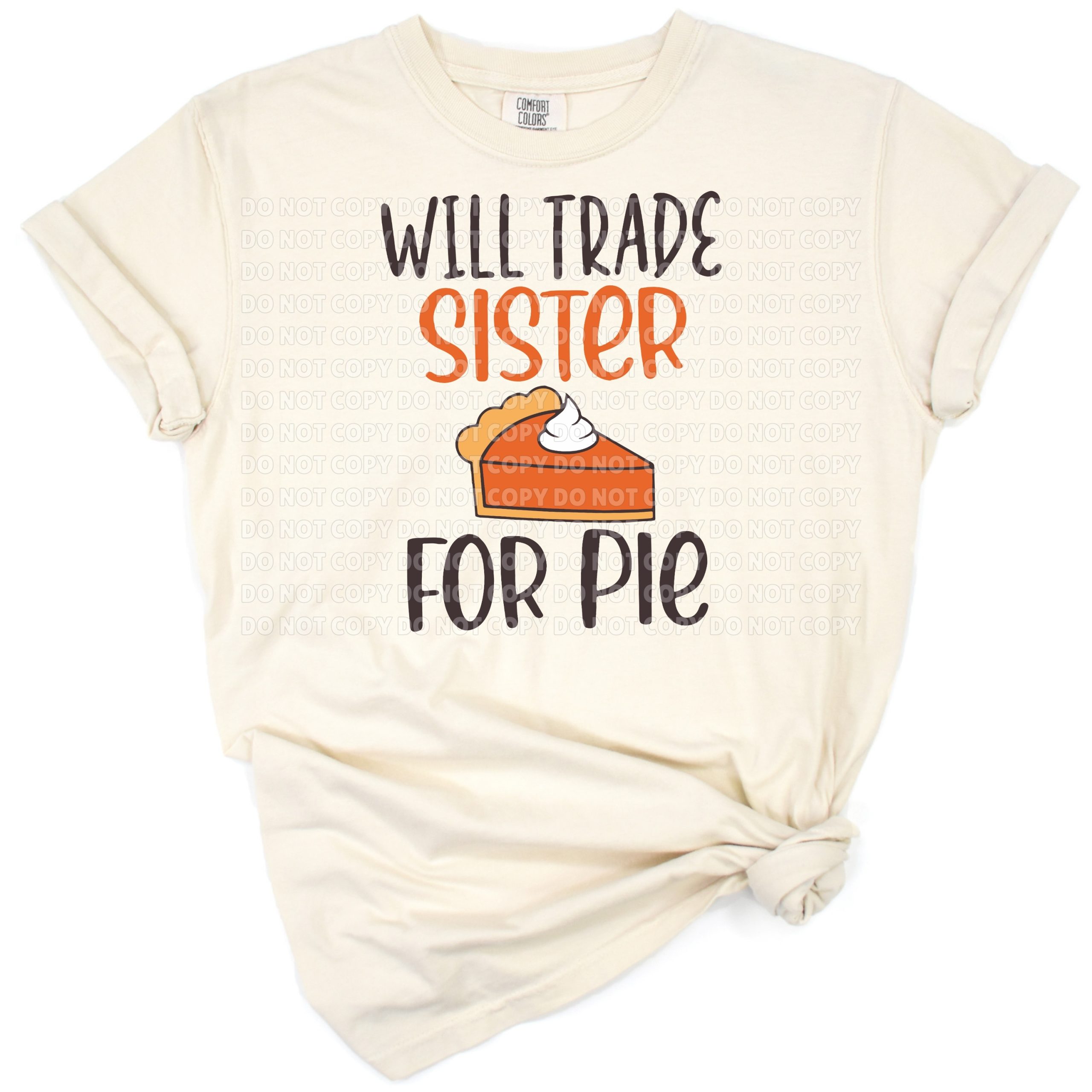 A playful Thanksgiving design with cartoon kids and a slice of pumpkin pie.